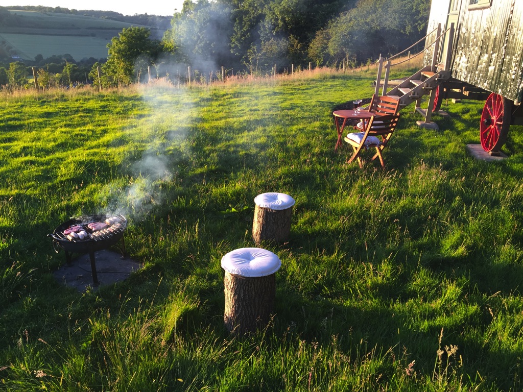 Barbequing over the firepit