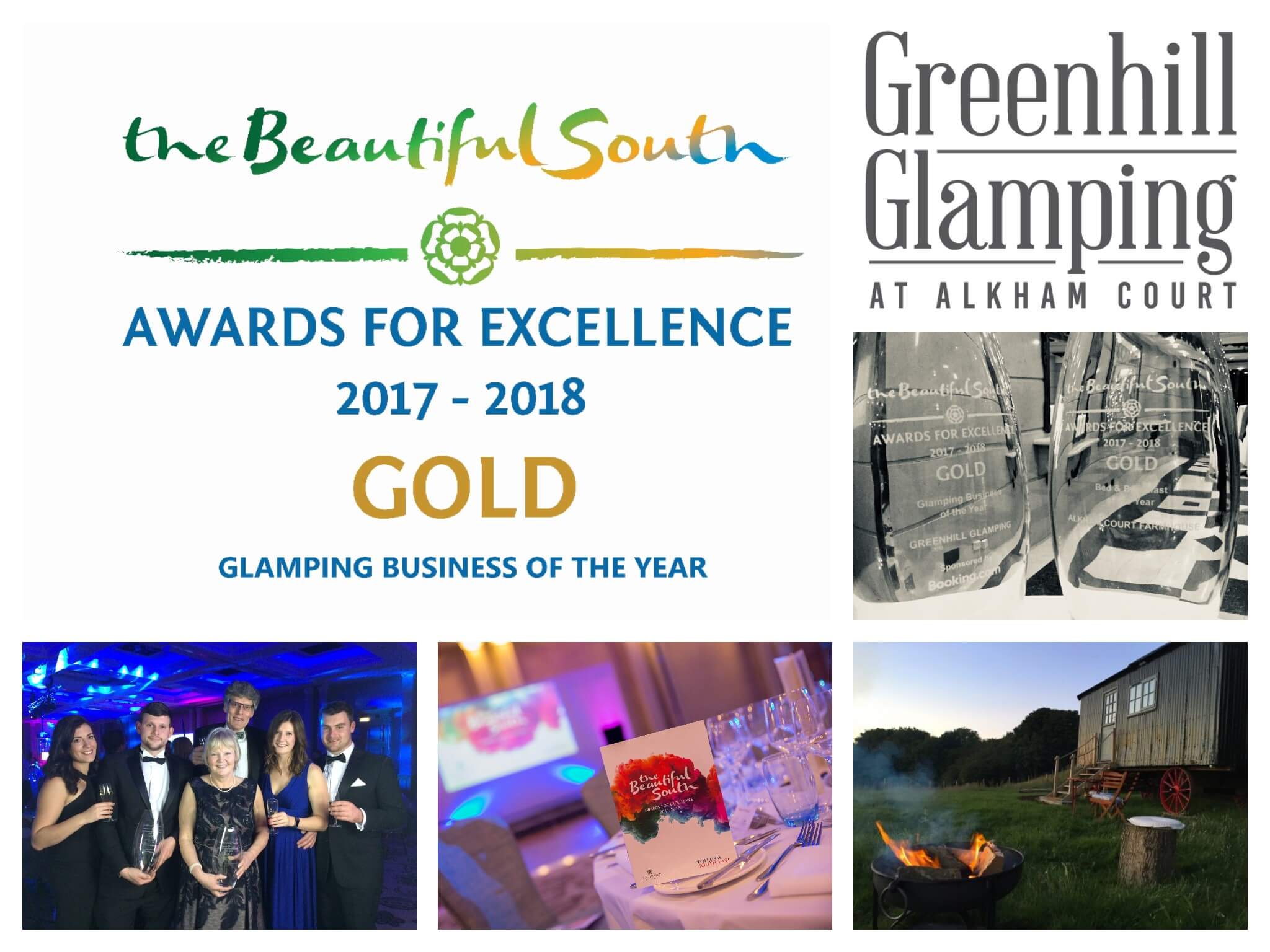 Greenhill Glamping awards for excellence Gold